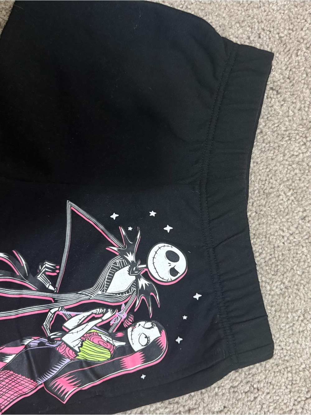 Black Themed Kids Bottoms with Pink & White Graphic